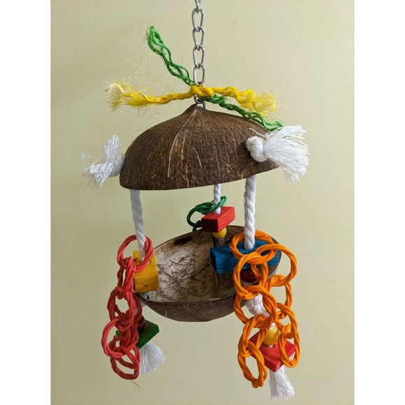 Coconut Hutch Bird Toy Medium to Large Parrot Toy, Shreddable Toy Foraging Toy - Picture 3 of 4